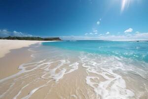 cristal Claro e esvaziar de praia em uma brilhante fotografia generativo ai foto