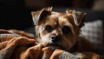 pequeno de raça pura terrier, fofa colo cachorro retrato gerado de ai foto