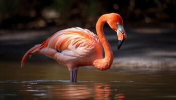 maior flamingo vadear dentro tranquilo Rosa lagoa gerado de ai foto