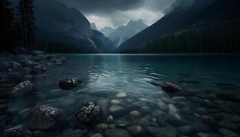 majestoso montanha alcance reflete tranquilo beleza dentro natureza gerado de ai foto