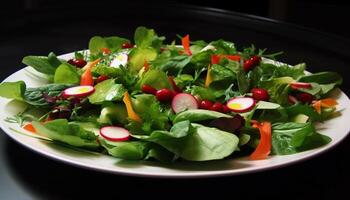 saudável, gourmet verão salada com fresco ingredientes gerado de ai foto