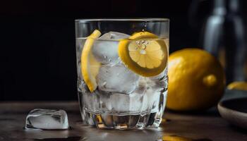 refrescante citrino coquetel dentro alta bebendo vidro gerado de ai foto