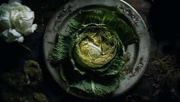 saudável salada do fresco orgânico legumes e fruta gerado de ai foto