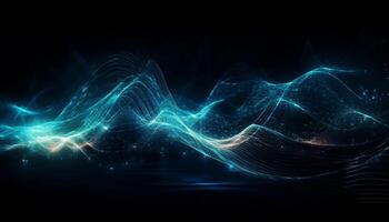 brilhando néon ondas fluxo dentro uma futurista pano de fundo gerado de ai foto