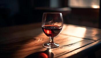 luxo copo de vinho reflete elegância dentro retroiluminado celebração gerado de ai foto