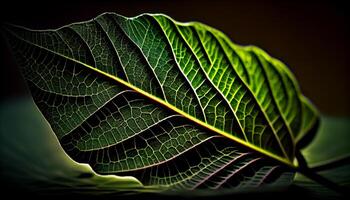 vibrante verde folha veia acrescenta natural simetria gerado de ai foto