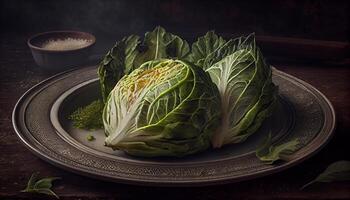 uma gourmet salada prato do fresco legumes gerado de ai foto
