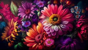 multicolorido pétalas adornar natureza floral enfeite gerado de ai foto