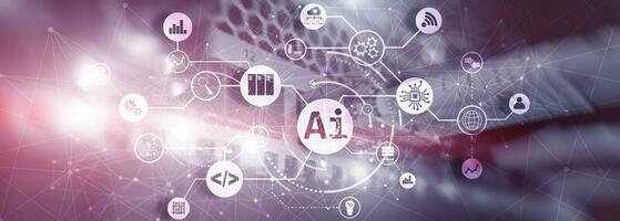 fundo panorâmico de inteligência artificial. para o seu projeto empresarial. tecnologia ai 2020. foto