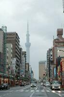 Tóquio, Japão - abril 7, 2023 Tóquio cidade com Tóquio skytree fundo contra nublado céu foto