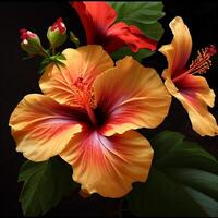 lindo hibisco flores muito realista ai gerado foto