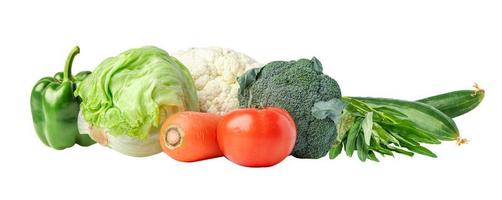 misture vegetais para uma boa saúde e perca peso menos calorias em fundo branco