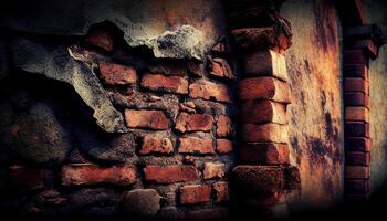 rachado concreto vintage parede fundo, velho muro. sujo Castanho parede textura fundo ai gerado foto