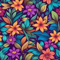 floral, colorida floral padrão, floral padrão, textura, floral fundo textura, floral fundo, generativo ai foto