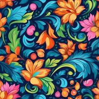 floral, colorida floral padrão, floral padrão, textura, floral fundo textura, floral fundo, generativo ai foto