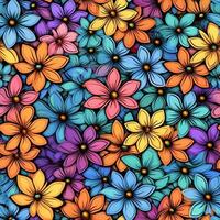 colorida flor padrão, flor padrão, textura, flor fundo textura, generativo ai foto