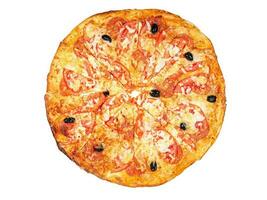 pizza com cheez e tomate isolado em branco fundo foto