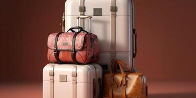 ai gerado. ai generativo. foto ilustração do viagem período de férias bagagem e saco família. gráfico arte