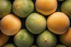 Cantalupo melões. frutas fundo. generativo ai foto