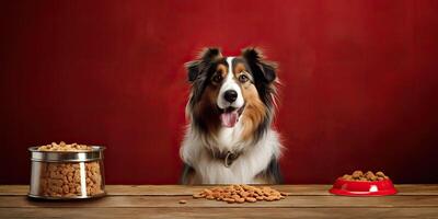 ai gerado. ai generativo. cachorro Comida ato refeição promoção. loja mercado marketing animal jardim zoológico. gráfico arte foto