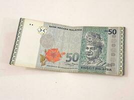 isolado branco foto do 1 ringgit malaio banco notas.