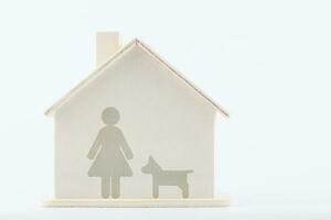 mulher com cachorro às lar. família conceito. foto