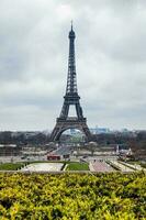 a famoso Tour eiffel às a fim do inverno foto