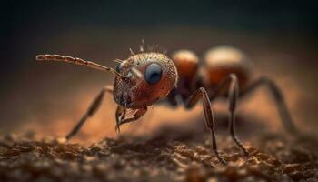 pequeno amarelo formiga em folha, ampliado gerado de ai foto