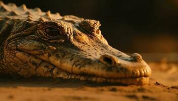 ampla jacaré perigoso dentes dentro tropical pântano gerado de ai foto