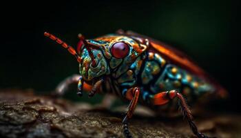 pequeno invertebrado gorgulho em verde folha ao ar livre gerado de ai foto