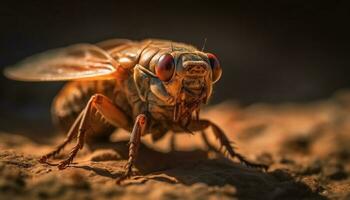 listrado abelha moscas , poliniza natureza beleza gerado de ai foto