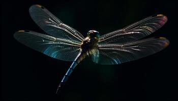 libélula asa vitrines vibrante beleza dentro natureza gerado de ai foto