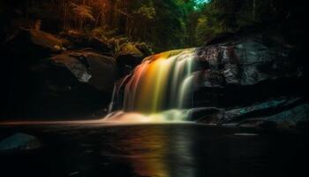 suave fluindo água reflete majestoso outono panorama gerado de ai foto