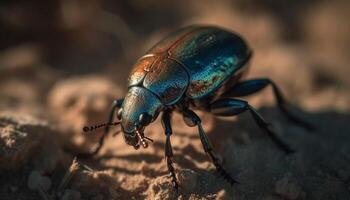 pequeno gorgulho rastejando em verde folha ao ar livre gerado de ai foto