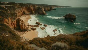 majestoso litoral, erodido pedra, tranquilo águas Beira gerado de ai foto