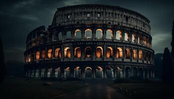 iluminado antigo ruínas dimensionar majestoso italiano cultura gerado de ai foto