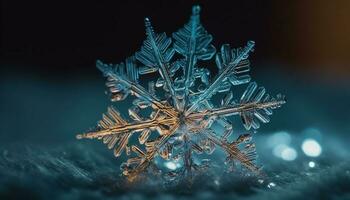 brilhante floco de neve brilha dentro frio inverno noite generativo ai foto