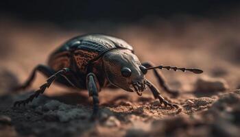 pequeno gorgulho rastejando em folha, macro foco gerado de ai foto