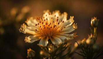 suave foco em vibrante amarelo flores silvestres beleza gerado de ai foto