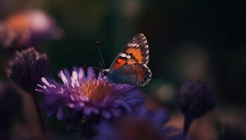 vibrante borboleta poliniza solteiro flor dentro natureza gerado de ai foto