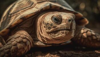 lento e estável, a tartaruga rasteja frente gerado de ai foto