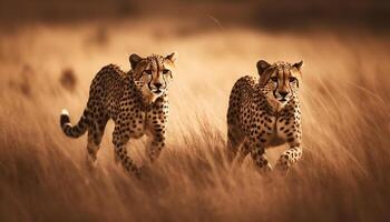 visto guepardo caminhando dentro africano região selvagem área gerado de ai foto