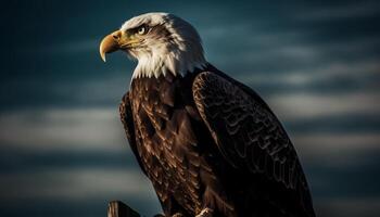 majestoso Careca Águia empoleirar-se em ramo gerado de ai foto