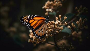 vibrante monarca borboleta asa dentro verão floresta gerado de ai foto