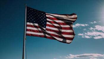 acenando americano bandeira simboliza patriotismo e liberdade gerado de ai foto