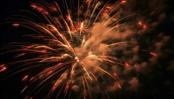 vibrante cores explodindo dentro fogo de artifício exibição celebração gerado de ai foto