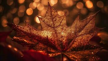 vibrante bordo árvore brilha ouro dentro outono gerado de ai foto