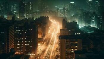 brilhando cidade Horizonte inflama Pequim futurista o negócio viagem gerado de ai foto