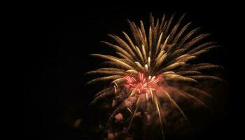 multi colori fogos de artifício explodindo dentro vibrante celebração gerado de ai foto