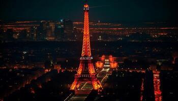 brilhando Tóquio céu árvore ilumina cidade Horizonte gerado de ai foto